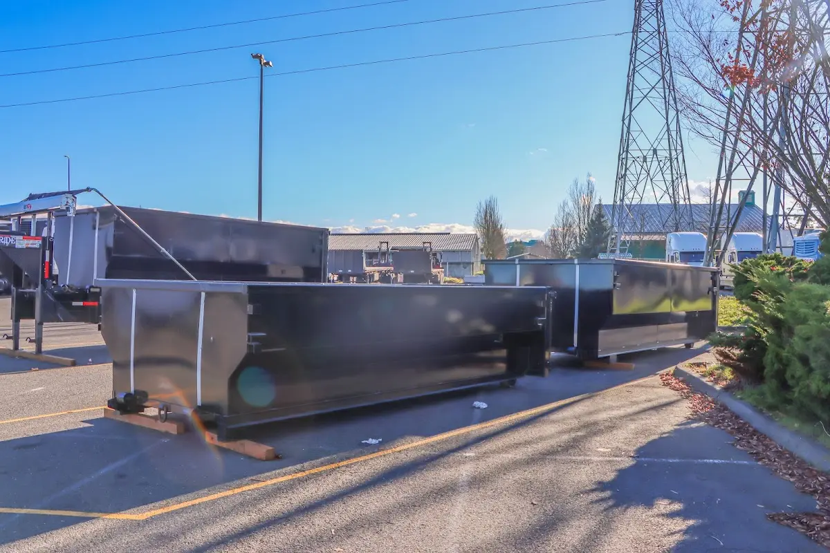 Roll-off dumpster ready for waste disposal at job site for 3 Yard Dumpster Rental in Havre de Grace